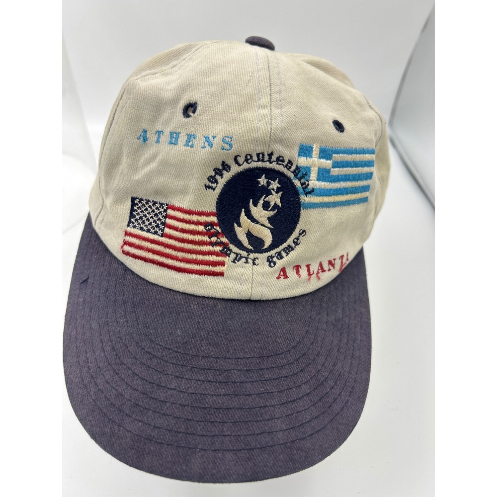 Vintage Champion 1996 Atlanta Centennial Olympic Games Snapback Hat Khaki Navy
